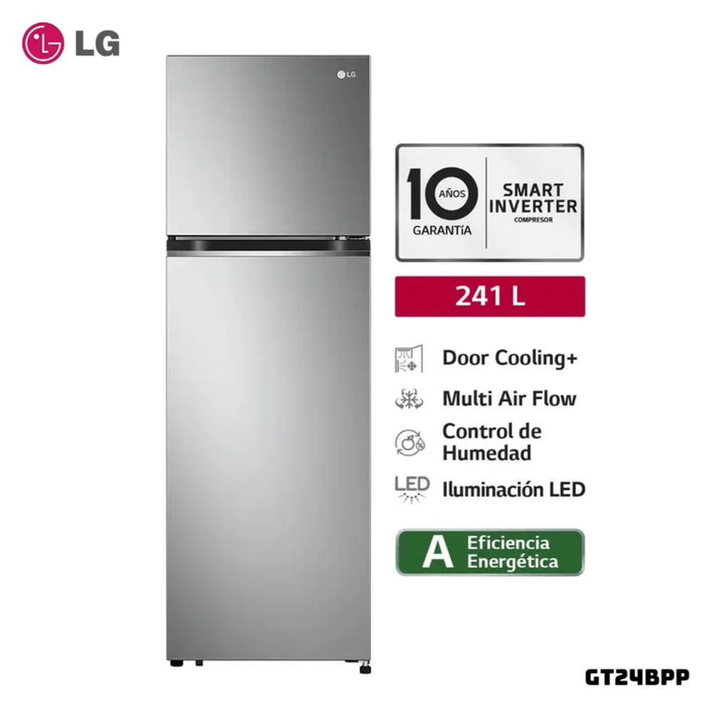 REFRIGERADORA LG 241 L TOP FREEZER PLATEADO - GT24BPP