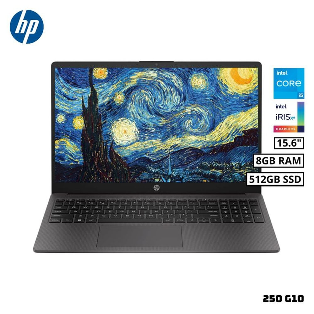 LAPTOP HP 250 G10 15.6 FHD INTEL CORE i5-1334U 8GB RAM 512GB SSD