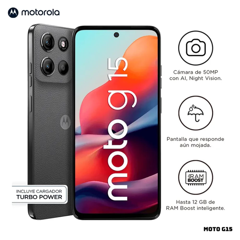 CELULAR MOTOROLA MOTO G15 4GB RAM 256GB ROM - GRIS