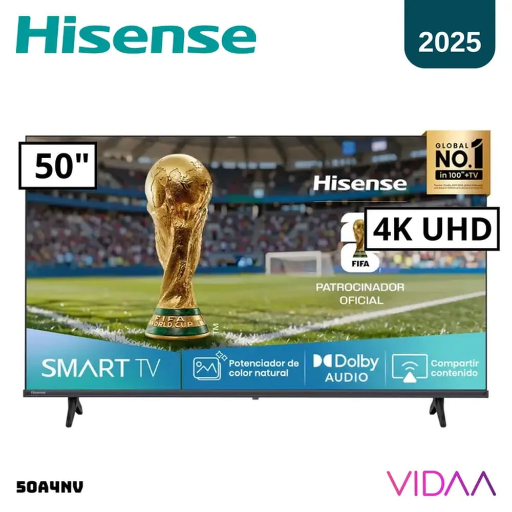 TELEVISOR HISENSE 50 SMART TV VIDAA 4K UHD LED 2025 - 50A4NV
