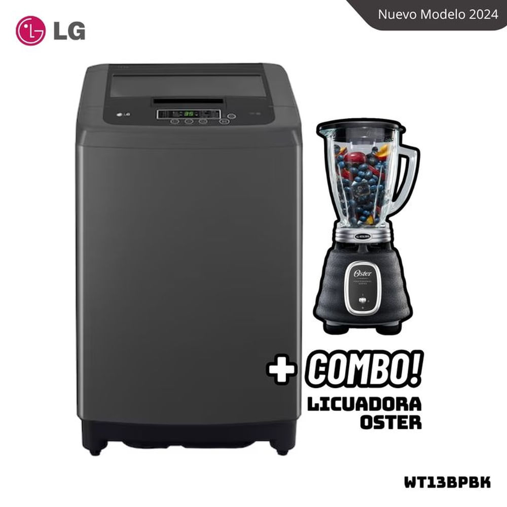 LAVADORA LG TURBODRUM 13 KG CARGA SUPERIOR NEGRO CLARO - WT13BPBK + LICUADORA OSTER PRO BLSTBPST