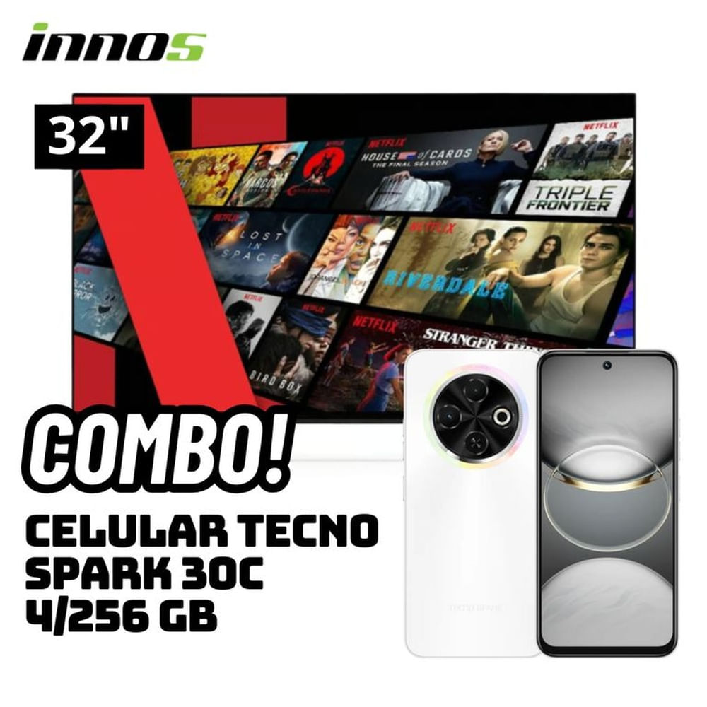 TELEVISOR INNOS 32 SMART TV ANDROID TV HD LED - S3201KU + CELULAR TECNO SPARK 30C 4/256 GB BLANCO