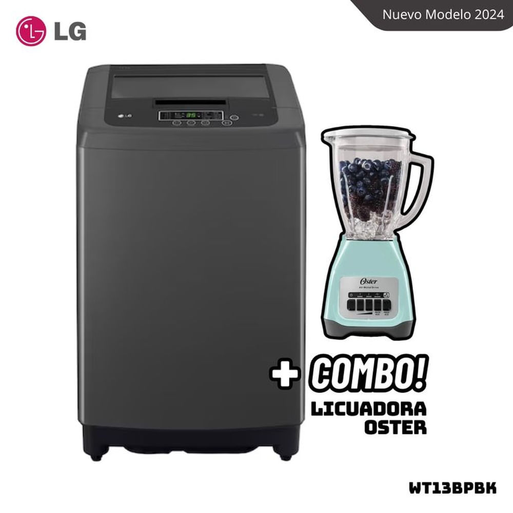 LAVADORA LG TURBODRUM 13 KG CARGA SUPERIOR NEGRO CLARO - WT13BPBK + LICUADORA OSTER BLSTKAGVPB