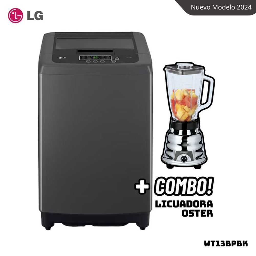 LAVADORA LG TURBODRUM 13 KG CARGA SUPERIOR NEGRO CLARO - WT13BPBK + LICUADORA OSTER 250-22