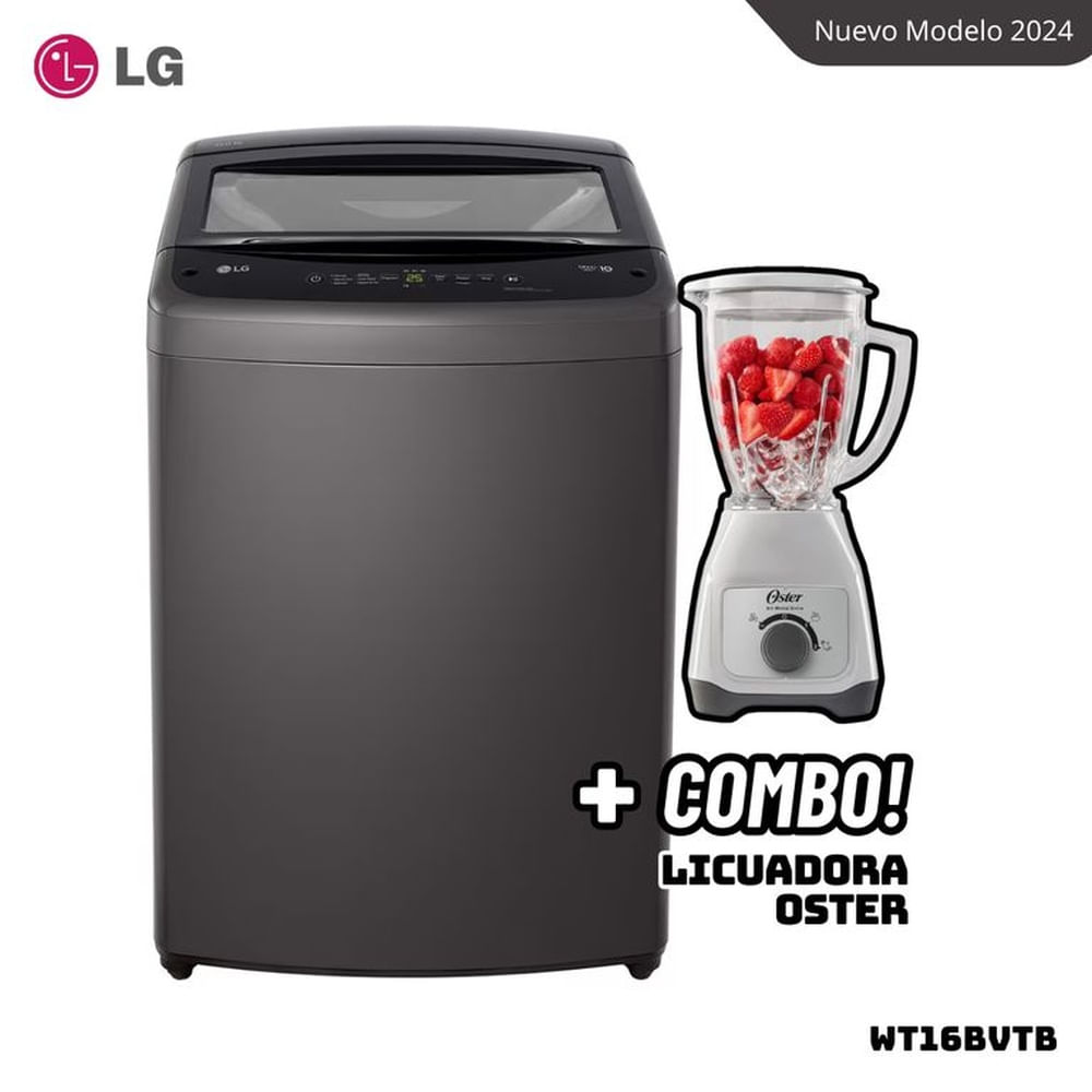 LAVADORA LG TURBODRUM 16 KG CARGA SUPERIOR NEGRO CLARO - WT16BVTB + LICUADORA OSTER BLSTKAGWRD
