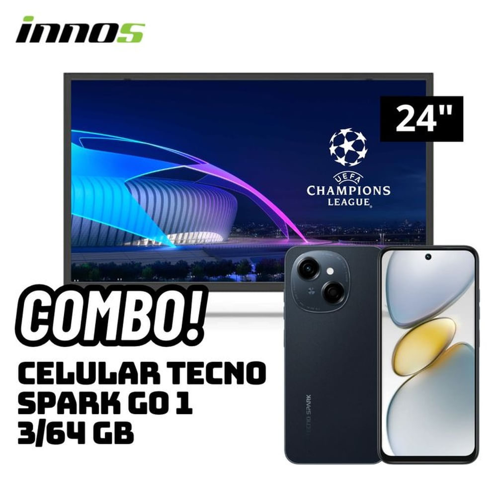 TELEVISOR INNOS 24 SMART TV ANDROID TV HD LED - S2401KU + CELULAR TECNO SPARK GO 1 3/64 GB NEGRO
