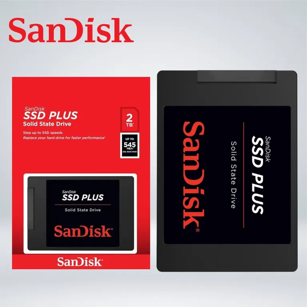 UNIDAD DE ESTADO SÓLIDO SANDISK SSD PLUS, 2TB, SATA 6GB/S, 2.5"", 535 MB/S, 450 MB/S
