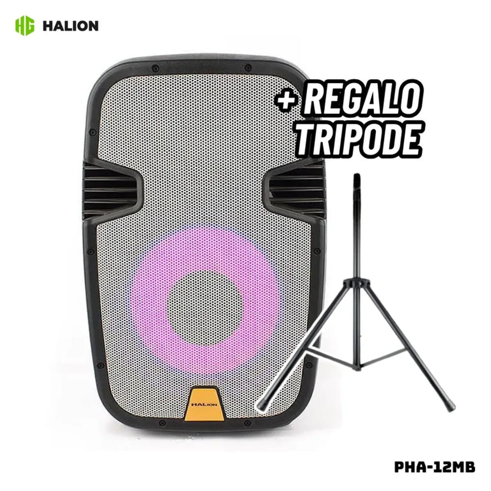 PARLANTE ACTIVO HALION 1500W 2UHF MIC BATERIA - PHA-12MB + TRIPODE