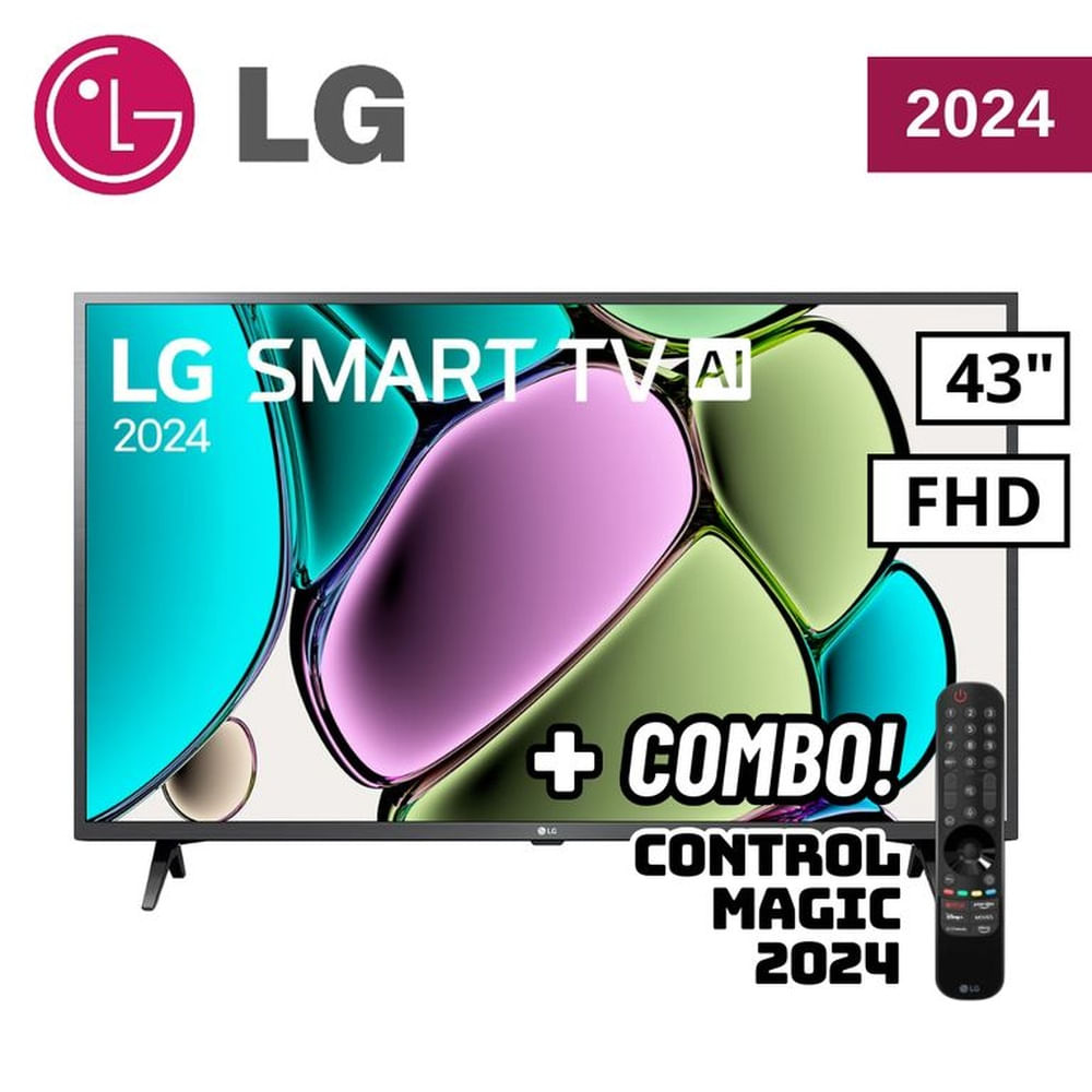 TELEVISOR LG 43 SMART TV THINQ AI WEBOS HUB FHD LED 2024 - 43LR6000PSA + CONTROL MAGIC 2024