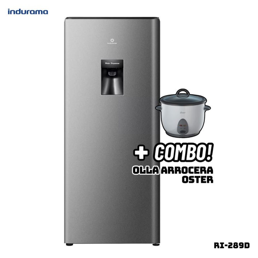 REFRIGERADORA INDURAMA 177 L CON DISP DE AGUA PLATEADO - RI-289D + ARROCERA OSTER BLANCA