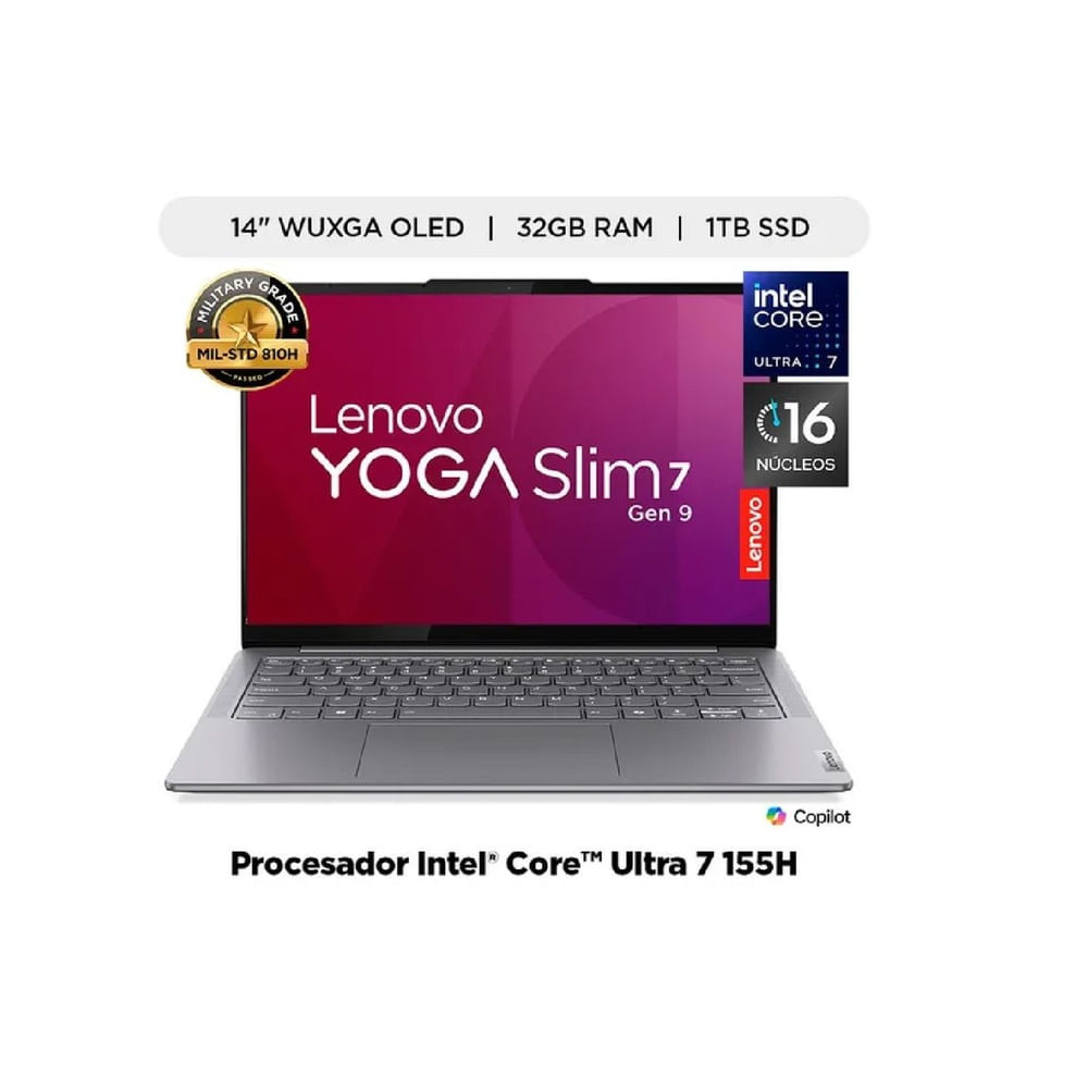 Lenovo Yoga Slim 7 14IMH9 14"" WUXGA OLED Intel Ultra 7 155H 32GB LPDDR5 1TB SSD Free DOS Gris