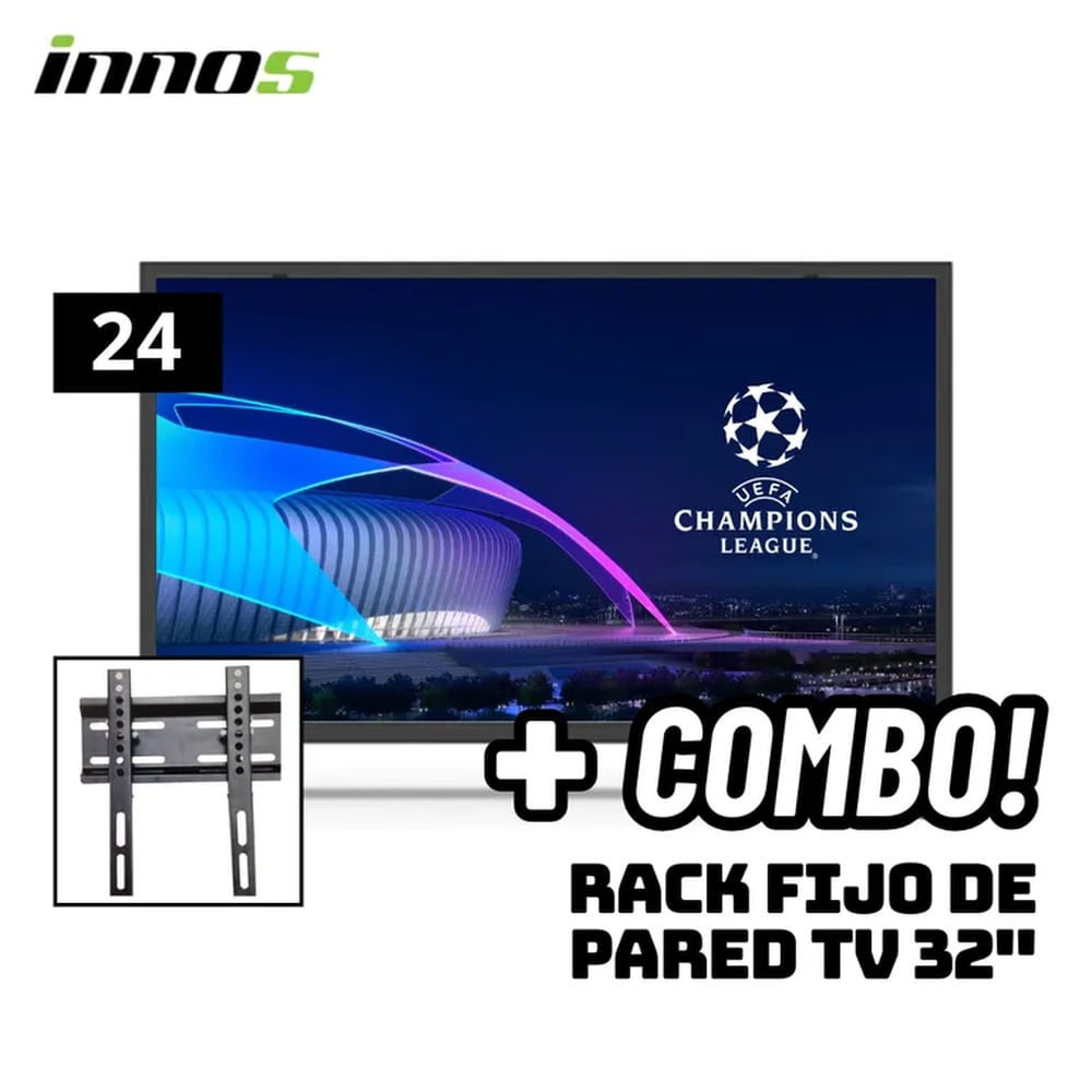TELEVISOR INNOS 24 SMART TV ANDROID TV HD LED - S2401KU + RACK FIJO
