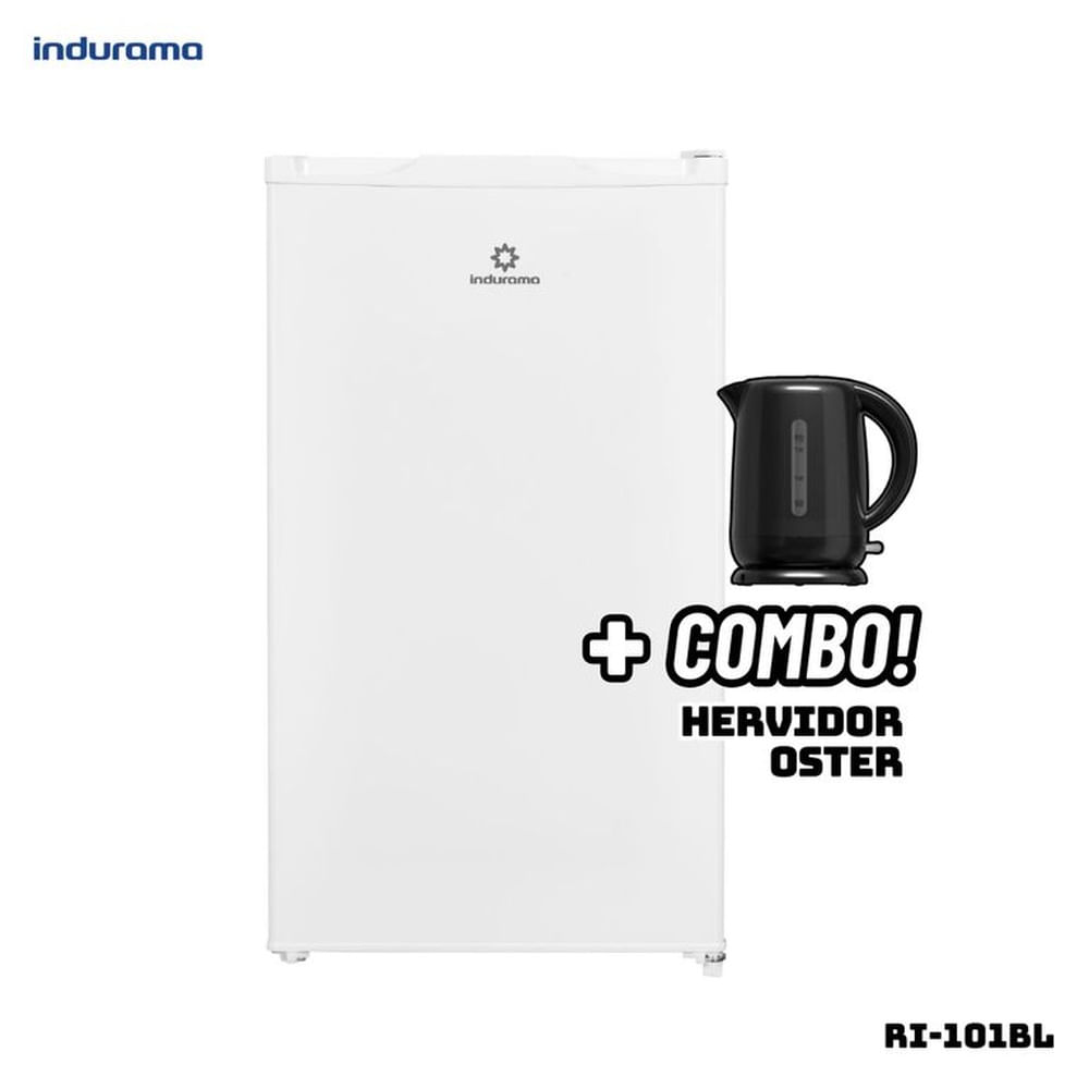 FRIGOBAR INDURAMA 90 L BLANCO - RI-101BL + HERVIDOR OSTER NEGRO