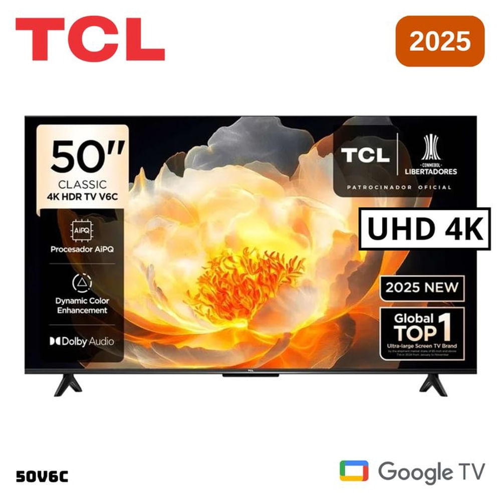TELEVISOR TCL 50 SMART TV GOOGLE TV 4K UHD LED 2025 - 50V6C