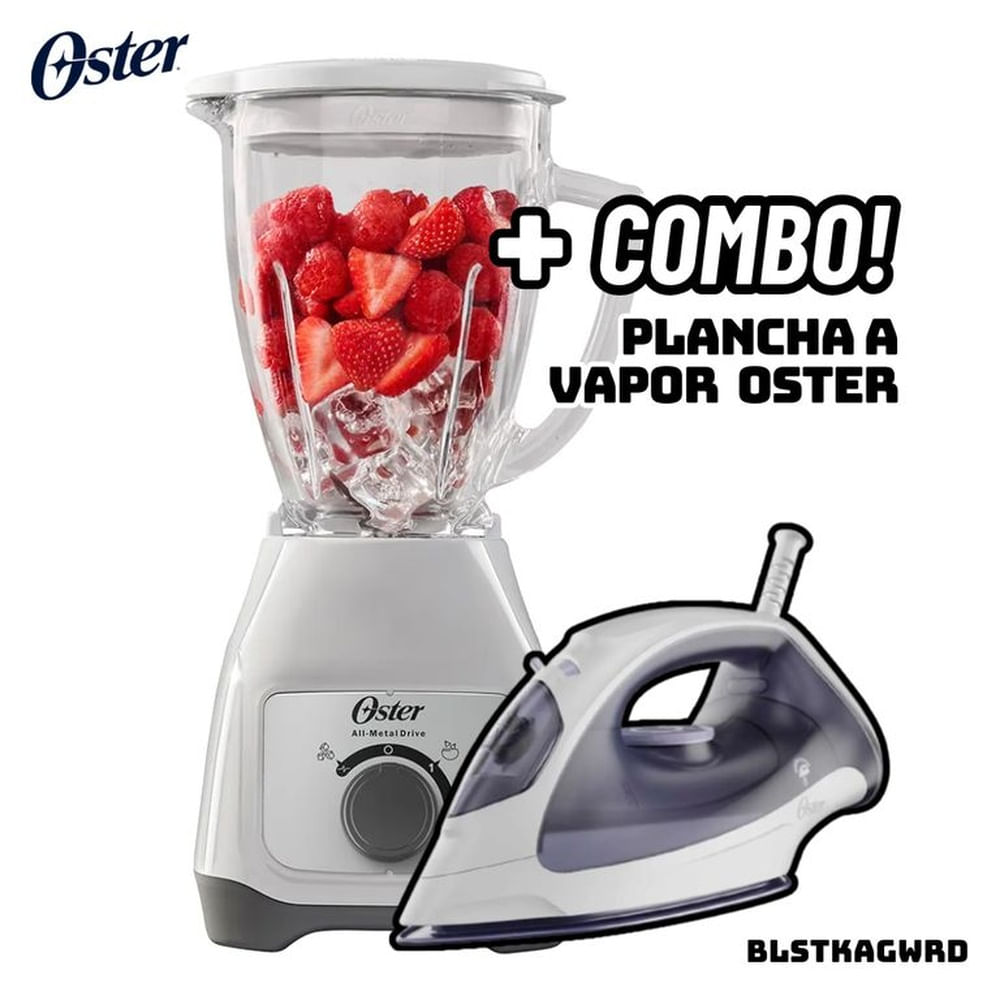 LICUADORA OSTER 2 VELOCIDADES 800W BLANCA - BLSTKAGWRD + PLANCHA OSTER