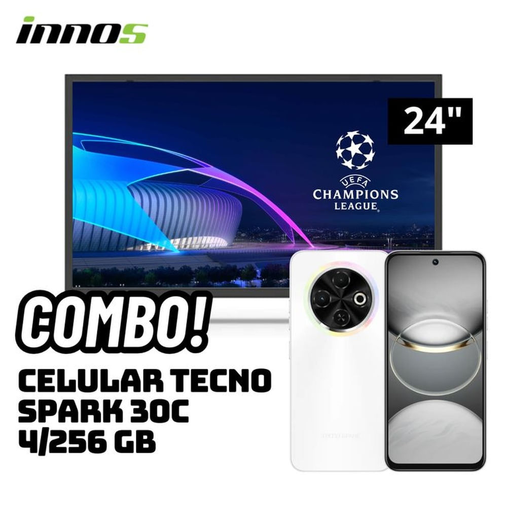 TELEVISOR INNOS 24 SMART TV ANDROID TV HD LED - S2401KU + CELULAR TECNO SPARK 30C 4/256 GB BLANCO