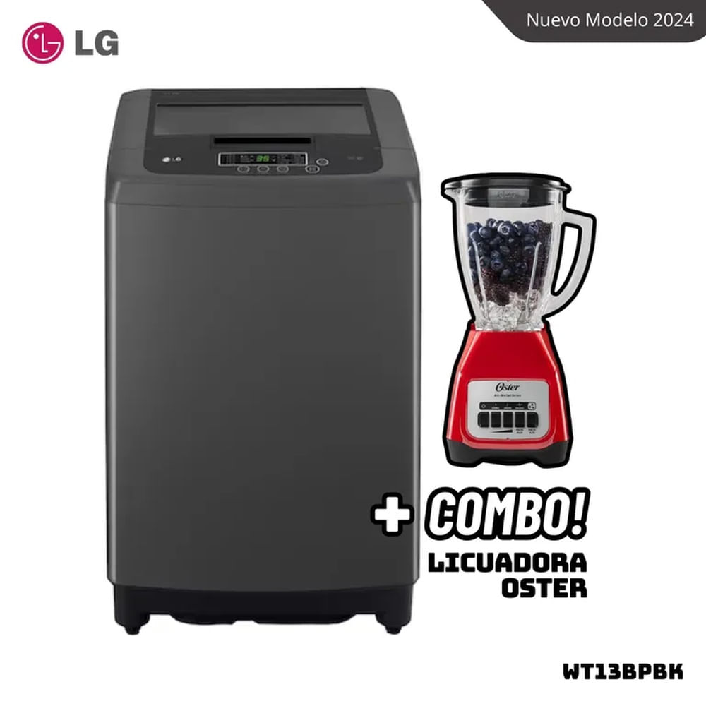 LAVADORA LG TURBODRUM 13 KG CARGA SUPERIOR NEGRO CLARO - WT13BPBK + LICUADORA OSTER BLSTKAGRPB