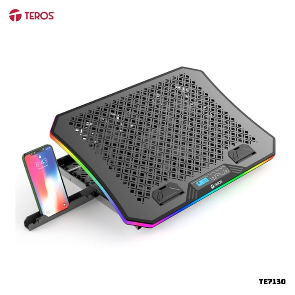 COOLER TEROS PARA LAPTOP CON 3 VENTILADORES RGB - TE7130