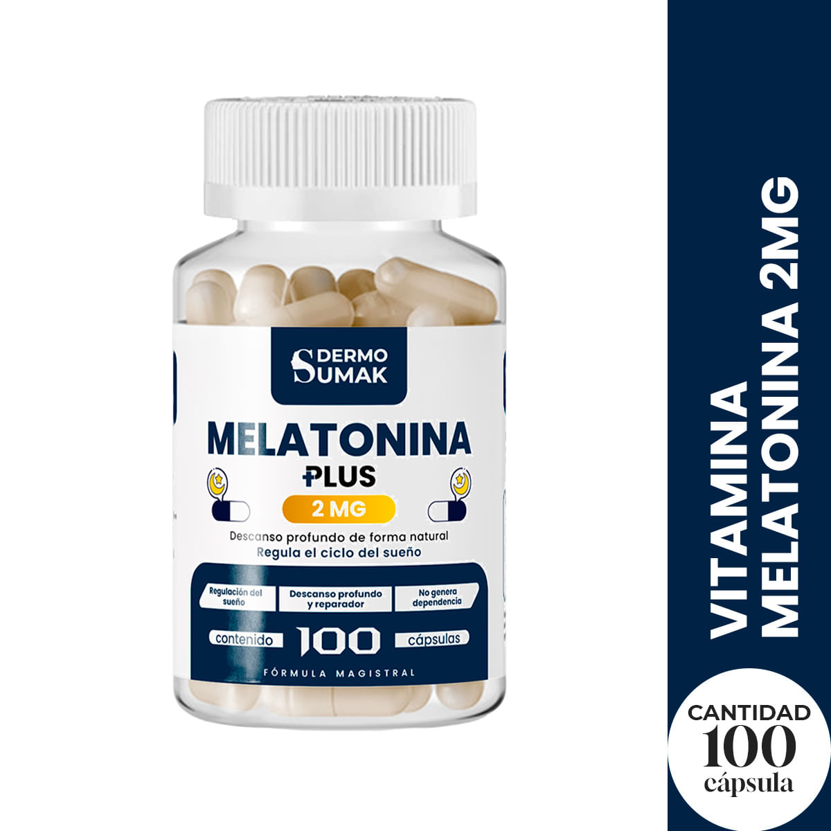Melatonina Plus 2Mg - 100 Cap - Dermo Sumak Pastillero