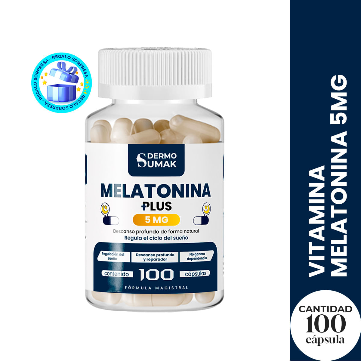Melatonina Plus 10Mg - 100 Cap - Dermo Sumak Pastillero