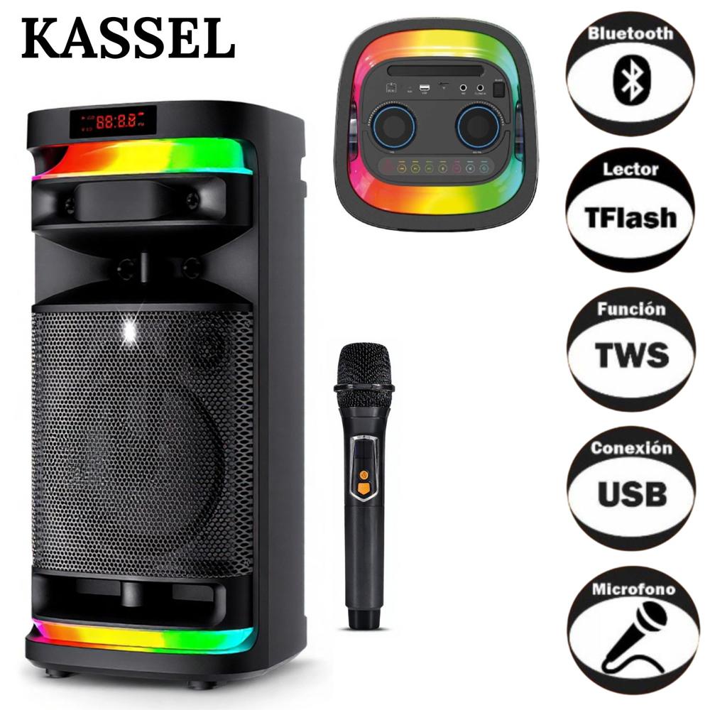 Parlante Kassel K828 Boofer 8 Pulgadas Luces RBG 01 Micrófono