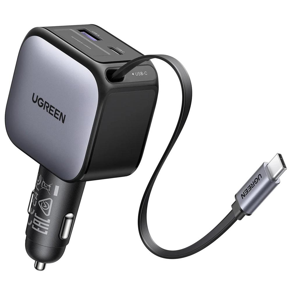 UGREEN Cargador 90W Carro Carga Rápida Cable USB-C Retráctil Incluido EC603 - 55909B