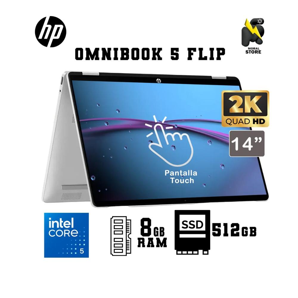 LAPTOP HP OMNIBOOK 5 FLIP 14-FP0013DX INTEL CORE 5-120U 8 GB RAM  512 GB SSD 14  2K