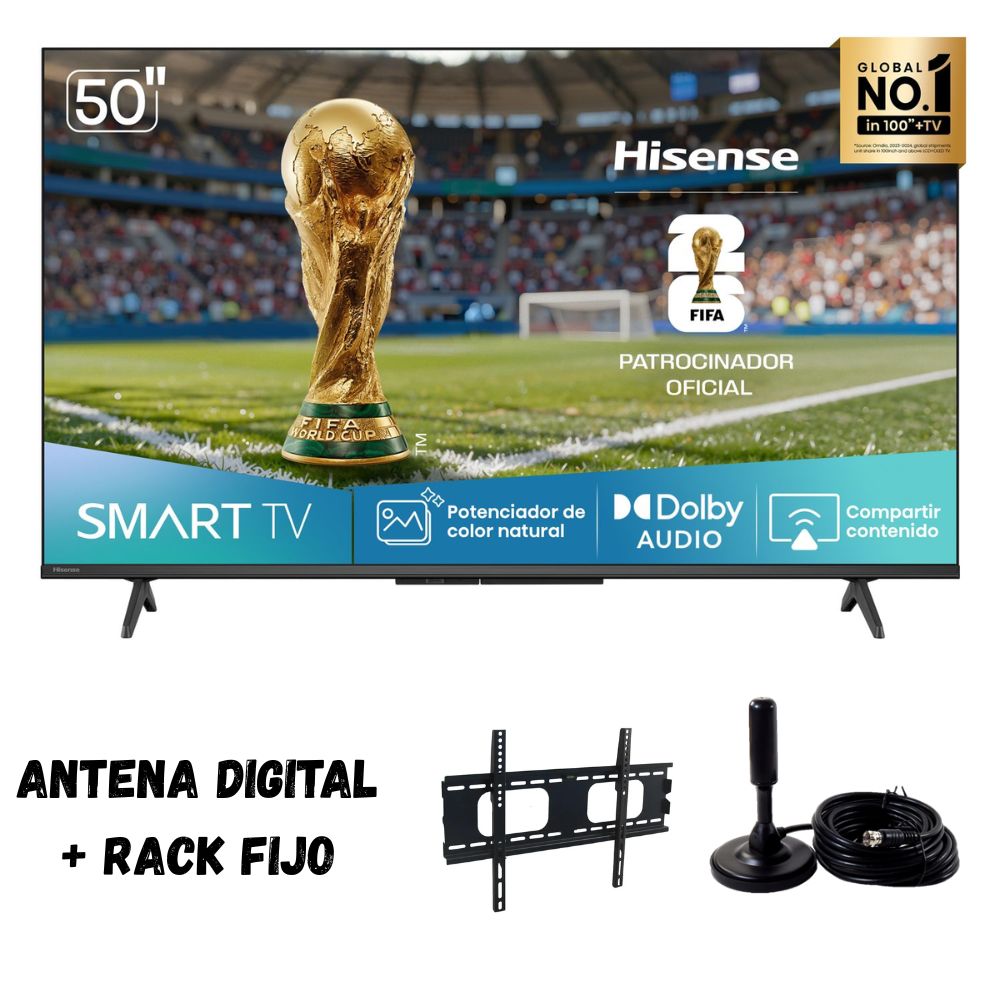 Televisor Hisense 50'' VIDAA UHD 4K 50A4NV 2025 - ANT - RACK FIJO