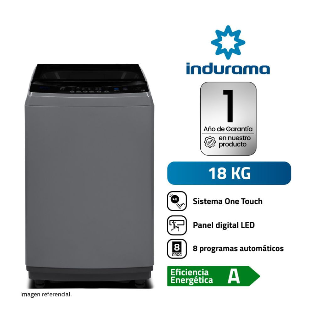 Lavadora Indurama Lri-18dgr 18kg Carga Superior Gris