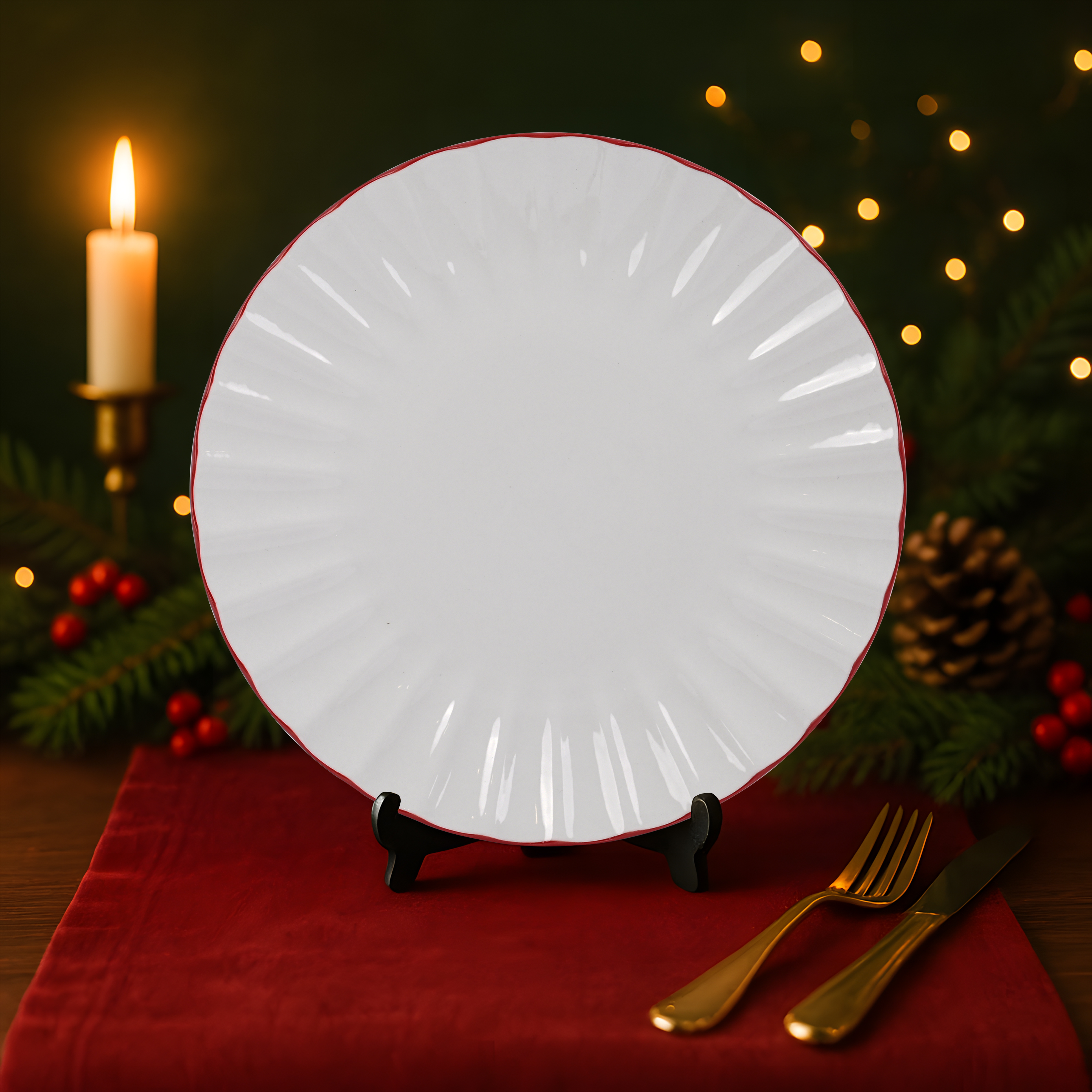 Plato 21cm Porcelana con borde Rojo Top Chef Orange