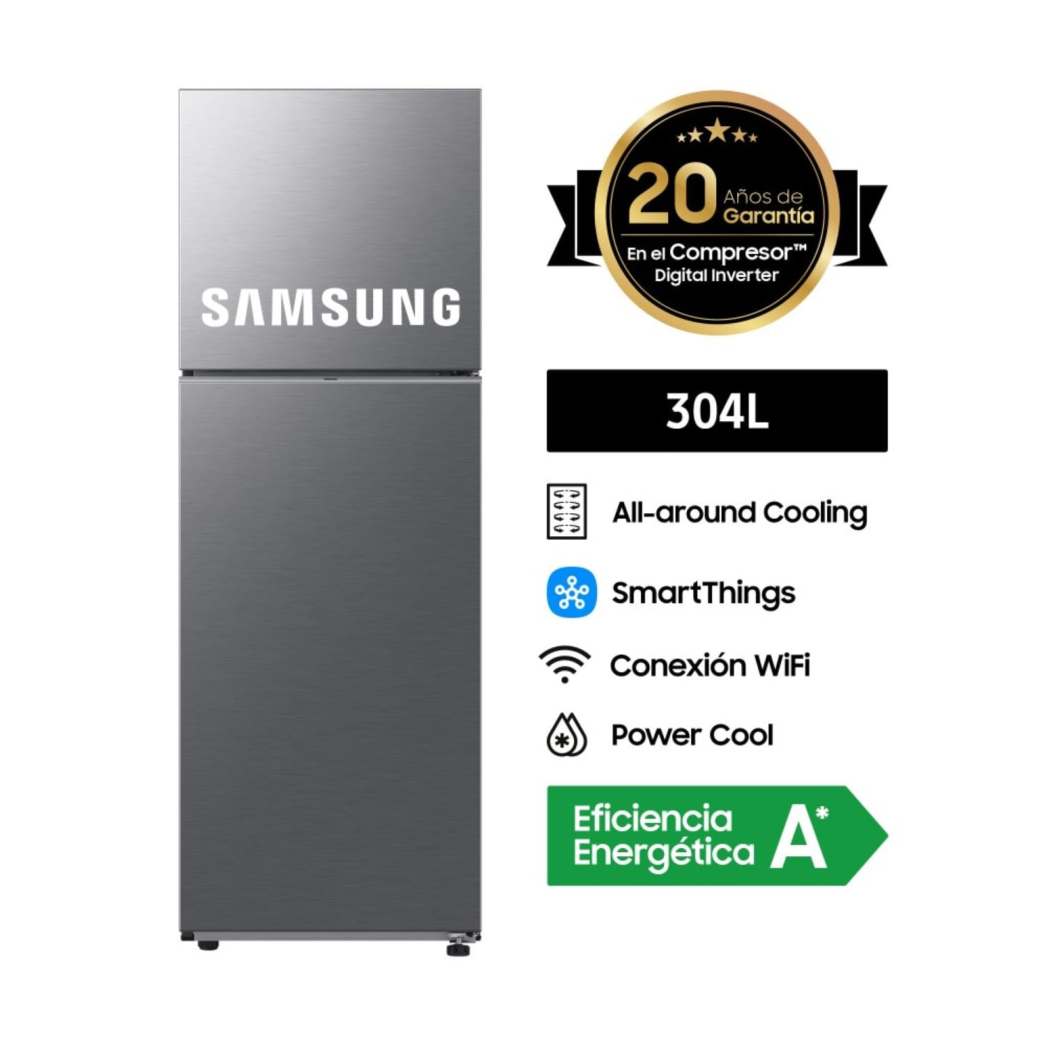 Refrigeradora Samsung 304L Top Mount Freezer RT31DG5120S9PE Plata