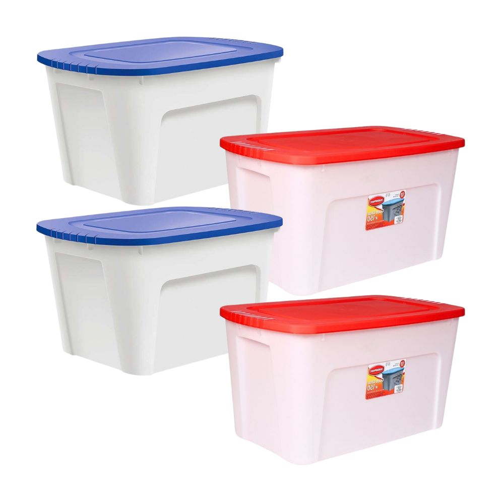 Combo Polinplast: 4 Cajas Organizadora Zeus #150 de Plástico - Color Aleatorio