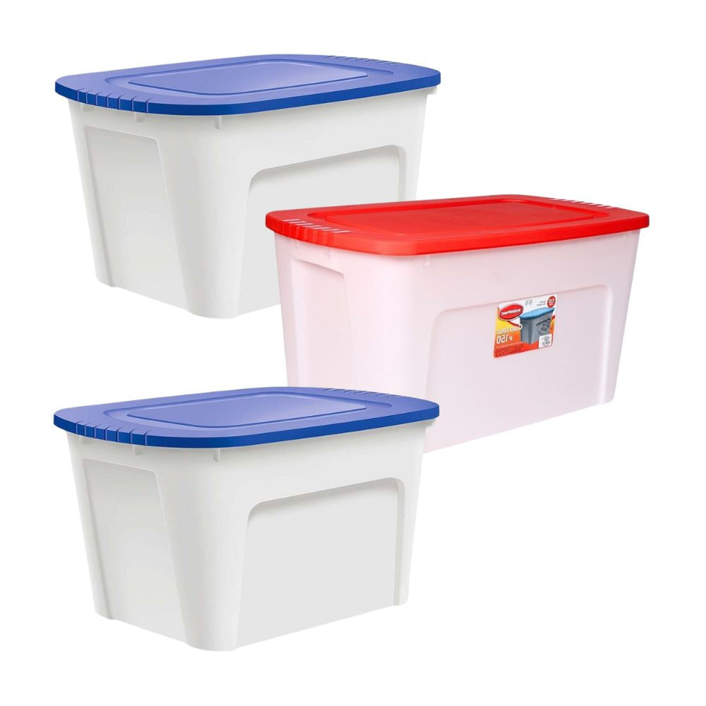 Combo Polinplast: 3 Cajas Organizadora Zeus #150 de Plástico - Color Aleatorio