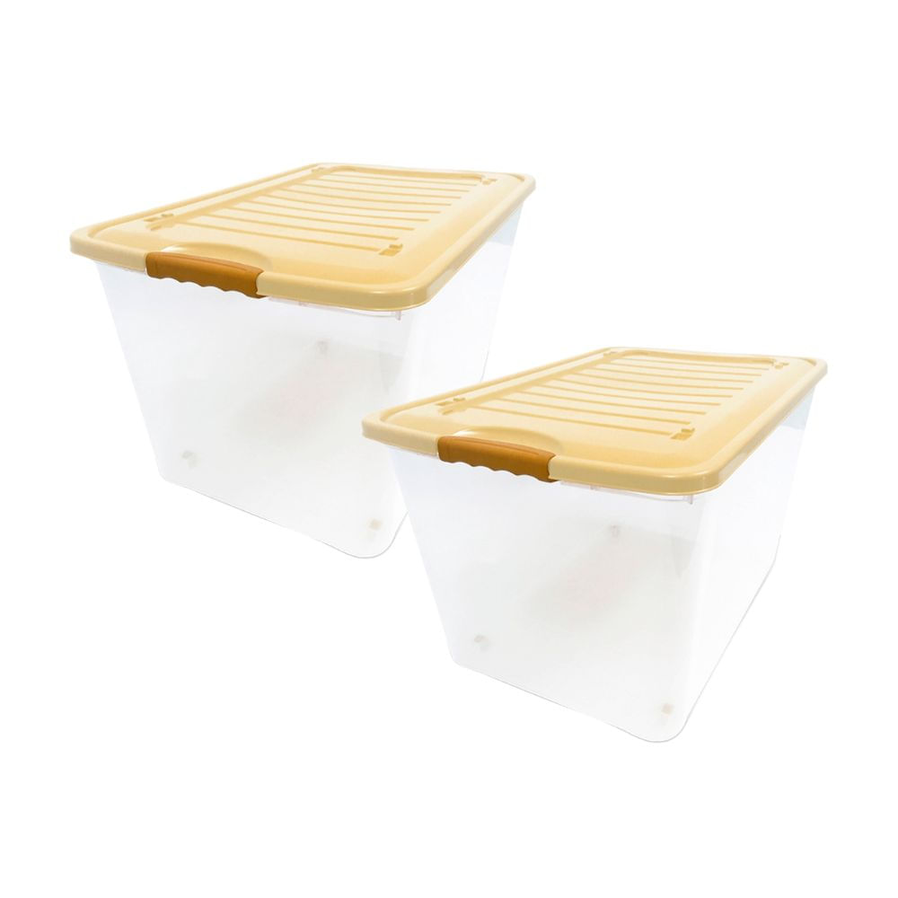 Combo Reyplast: 2 Cajas Organizadora Plástica Suprema #80 Transparente 57.9 litros