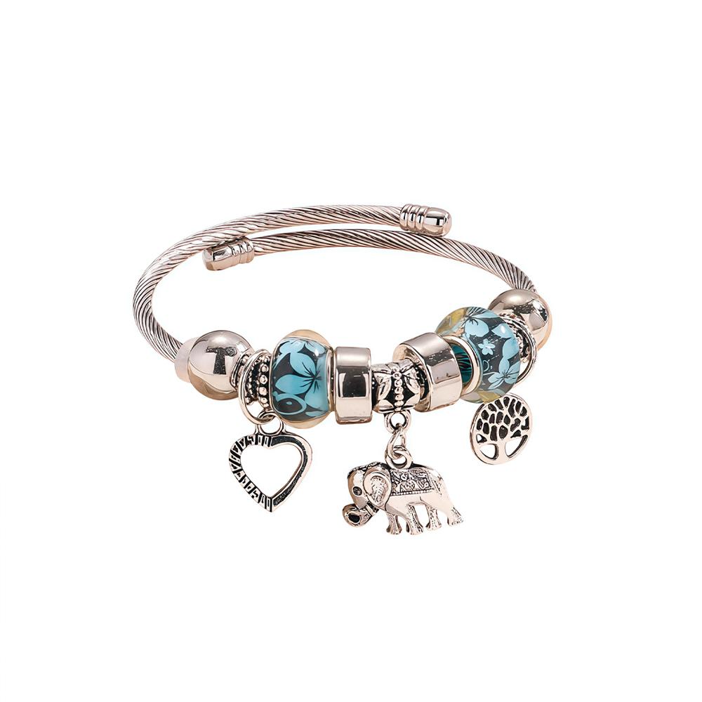Pulsera estilo Coreana con Dijes Elefante Turquesa