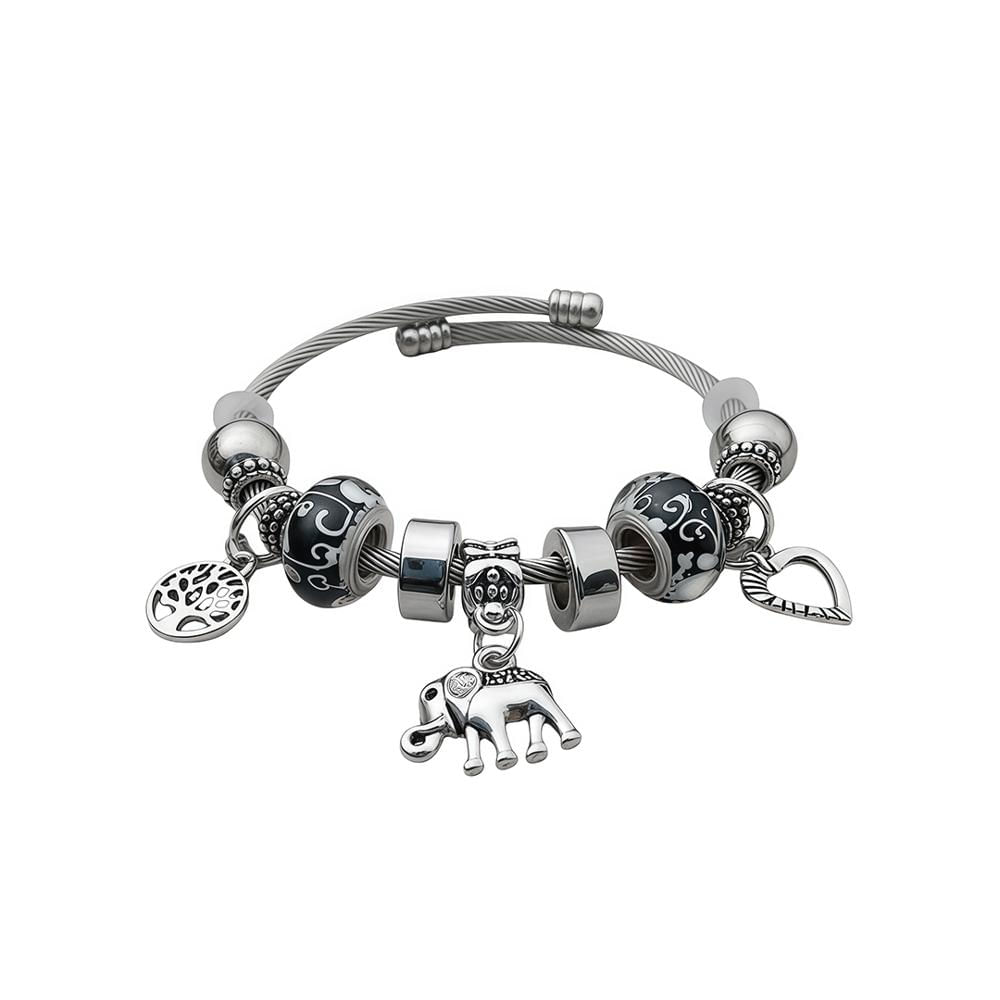 Pulsera estilo Coreana con Dijes Elefante Blanco