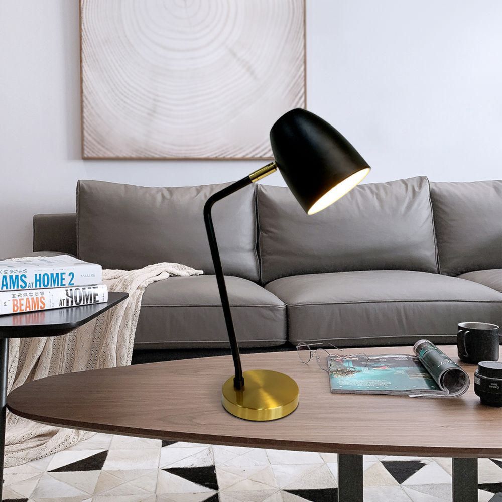 Lampara Mesa Negra Dorada 33 cm