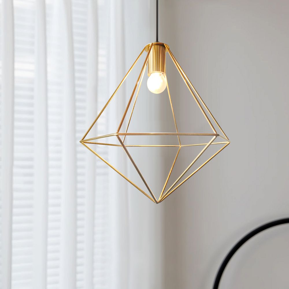 Lámpara De Techo Triangulo Dorada 33Cm