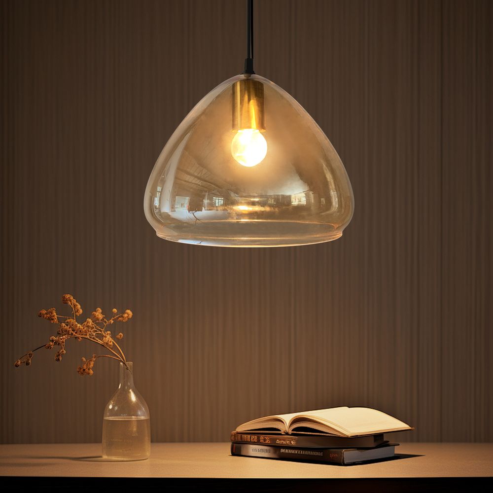 Lámpara De Techo Vidrio Dorada 25Cm