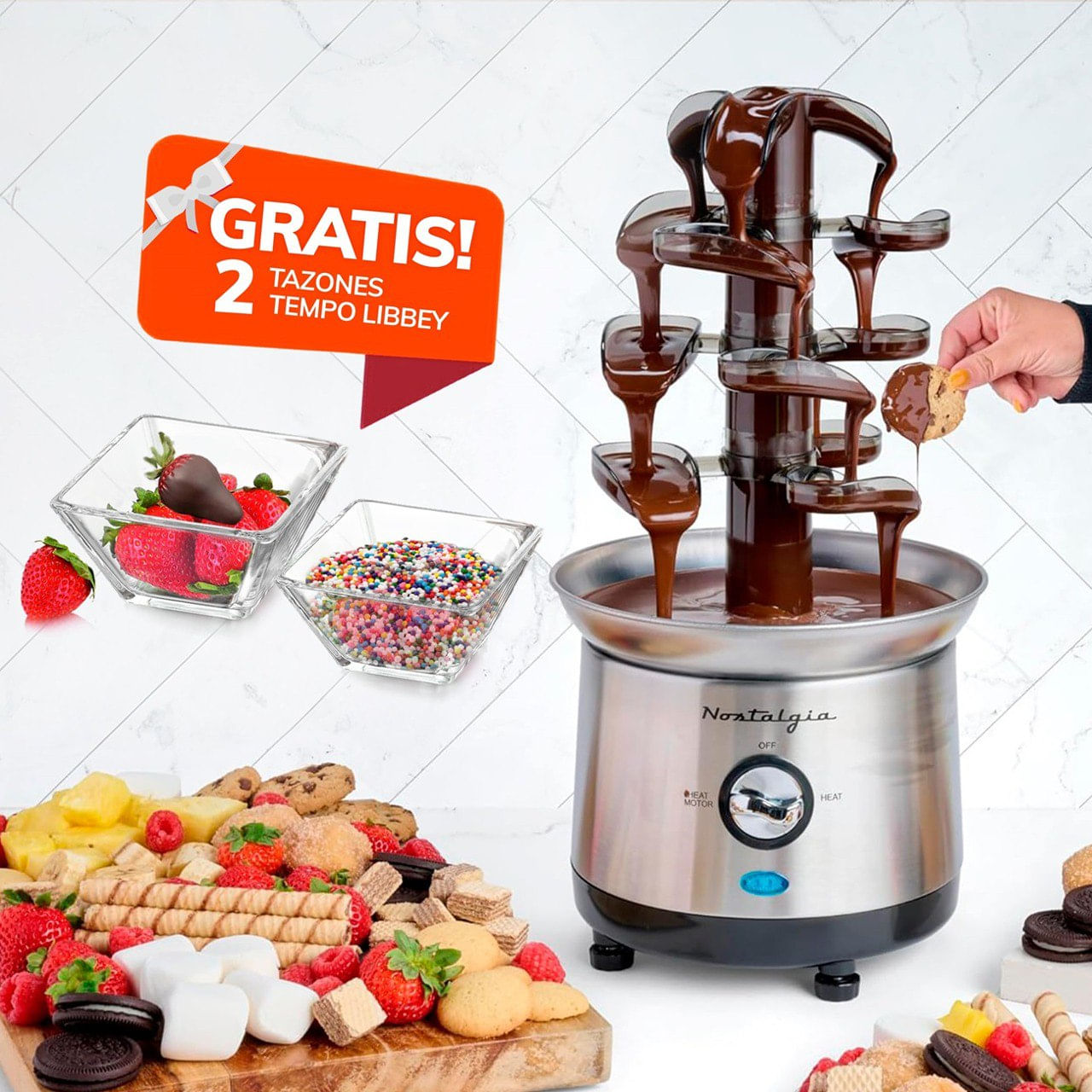 Fuente para Chocolate con 2 Tazones Tempo 11 cm.