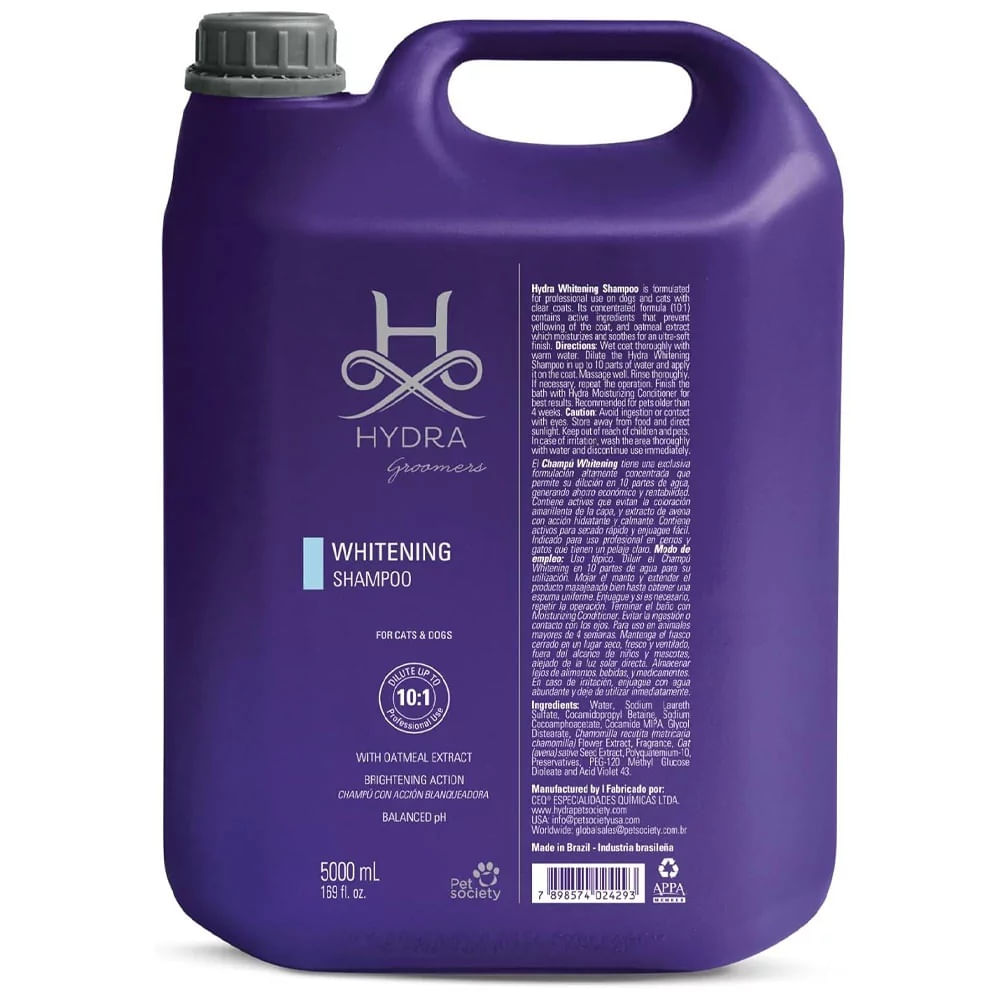 Hydra Whitening Shampoo 5000 ml Champu Blanqueador para Perros y Gatos Hydra Whitening Shampoo 5000 ml Champu Blanqueador para Perros y Gatos