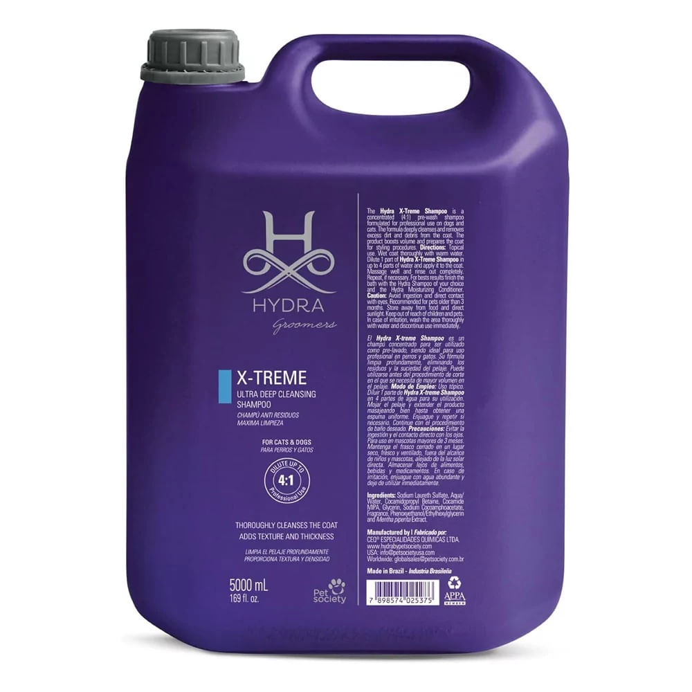 HYDRA Xtreme Shampoo 5lt Champu Limpieza Profunda Perro gato HYDRA Xtreme Shampoo 5lt Champu Limpieza Profunda Perro gato
