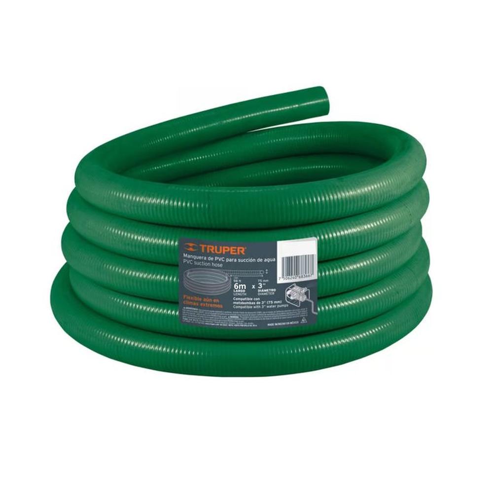 Manguera para motobomba, 3 pulgada x 6 metros manguera de succion Verde