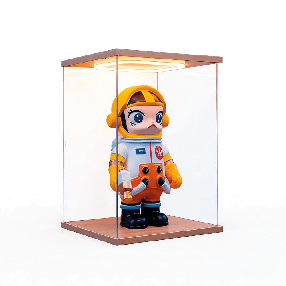 Exhibidor Acrílico M0-20 con Luz LED y Base de Madera 10x20