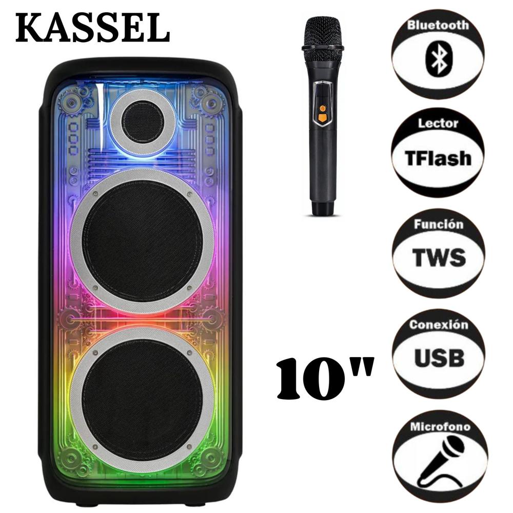 Parlante Torre Portátil K2103 USB BT TWS LUCES RGB Micrófono