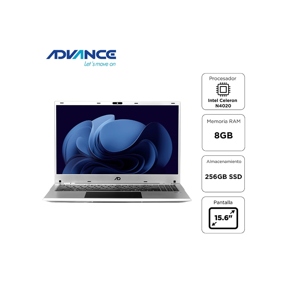 Notebook Advance NV9855 15.6 Celeron N4020 8GB RAM 256GB SSD ideal para trabajo y entretenimien