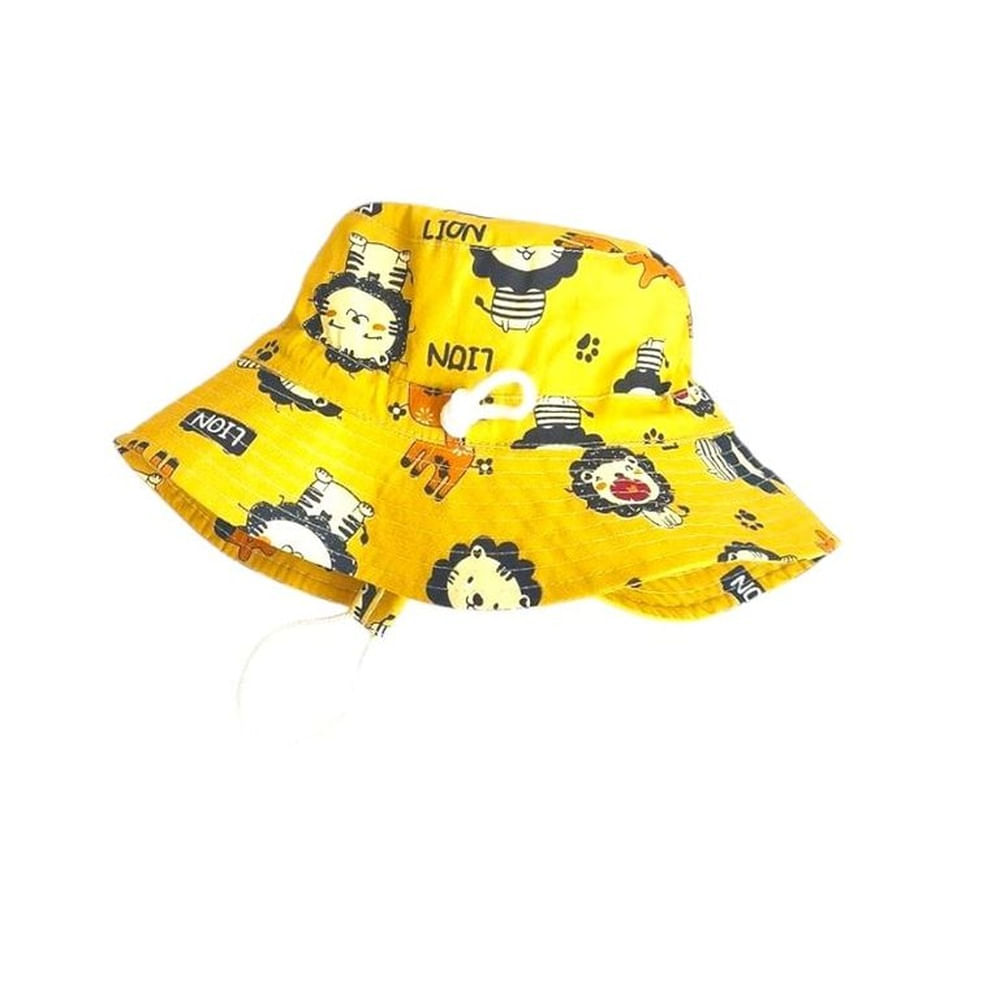 Sombrero Niño Doble Tela Leon Redondo Selva Safari Amarillo