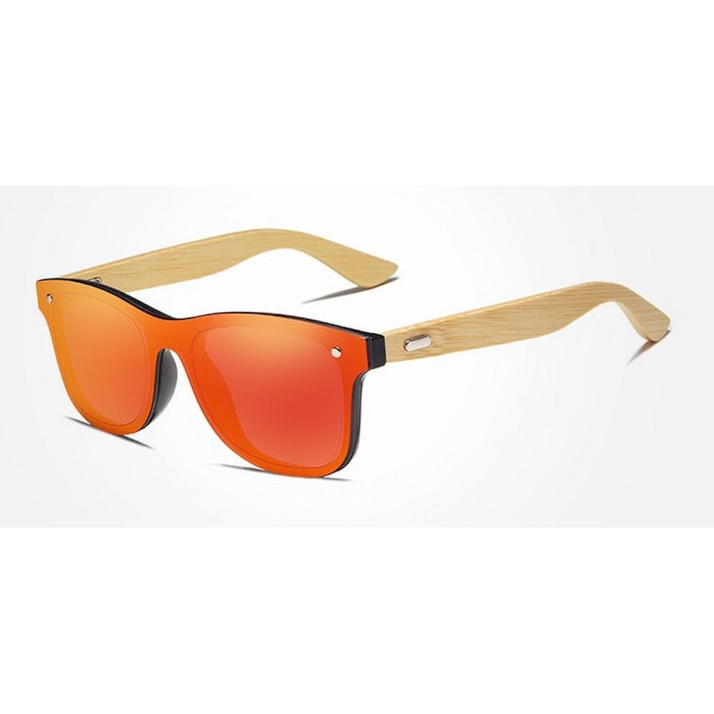 Lentes Espejo Polarking UV400 modelo Wayfarer Bamboo Rojo