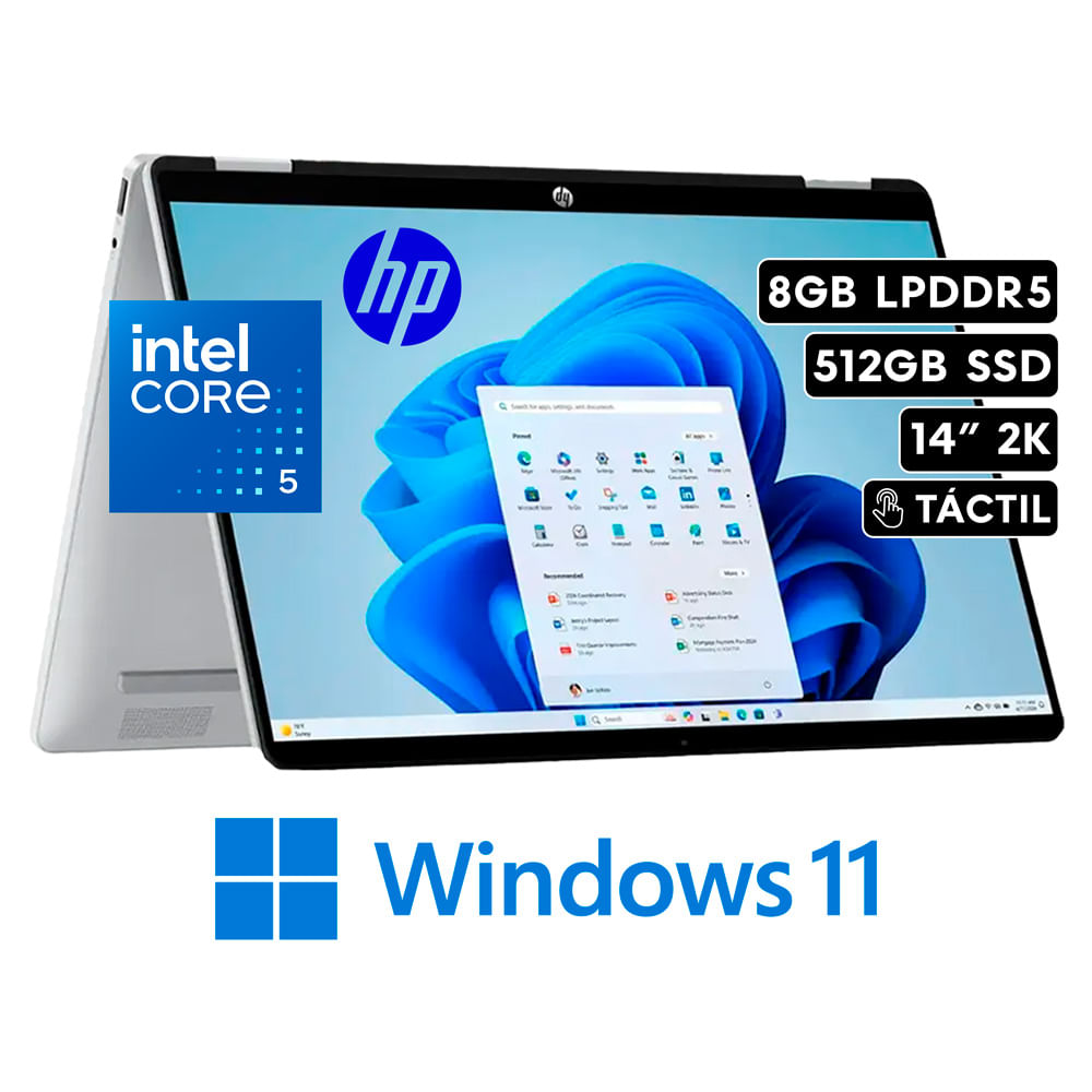 HP Omnibook 5 Flip 14-FP0023DX - Intel Core 7 150U - 16GB LPDDR5 - 512GB SSD - 14 2K Táctil - Win11