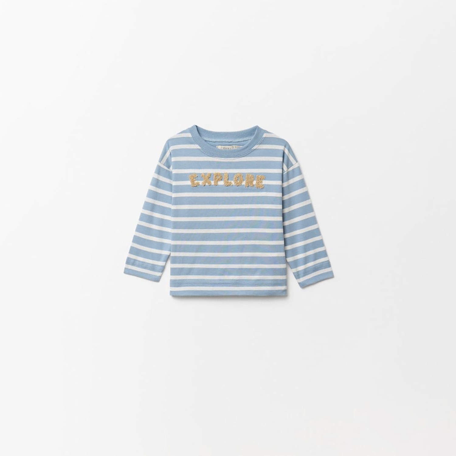 Polo Bebé Niño Sfera  Rayas Parche Letras Celeste